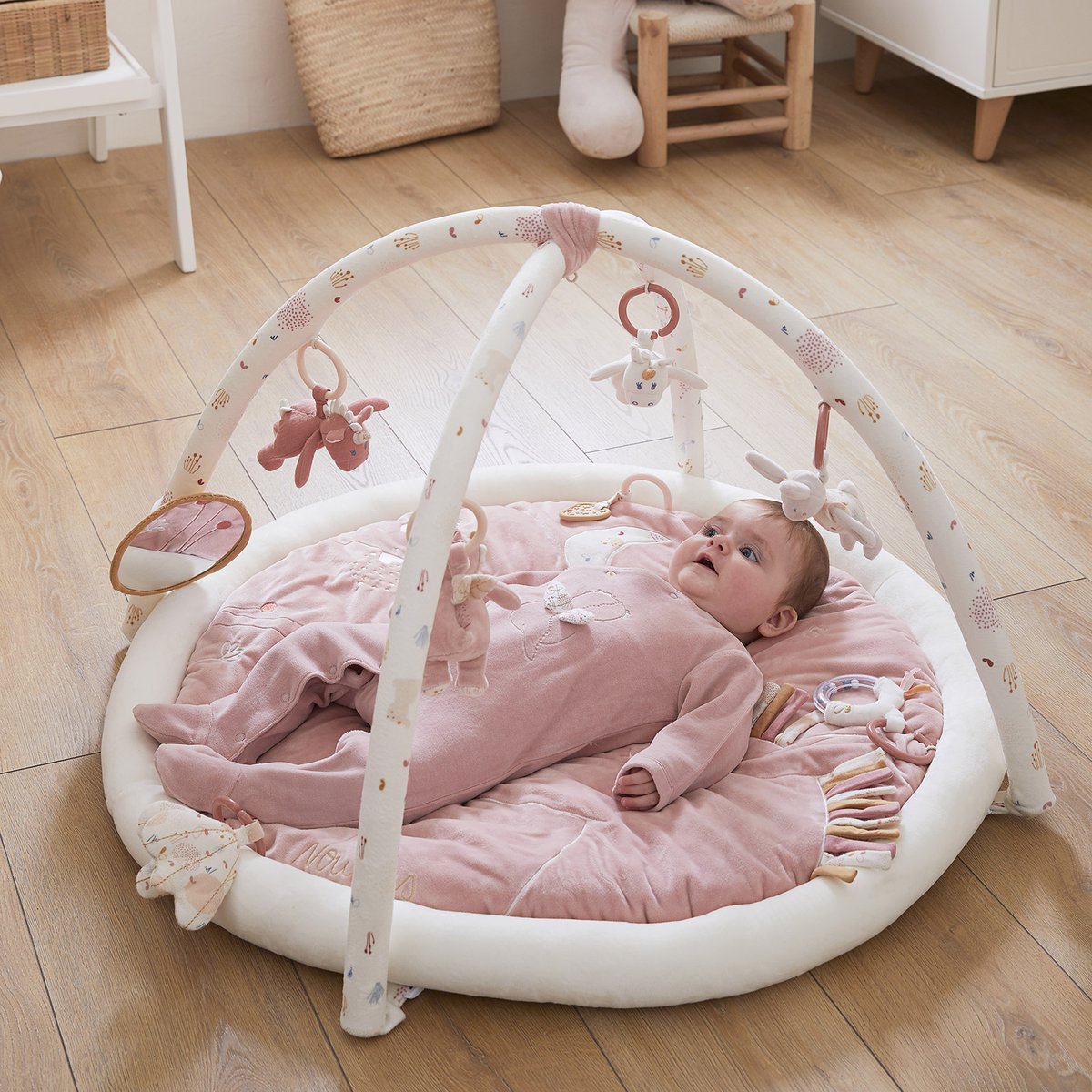 Tapis d'éveil avec arches rose, blanc, NOUKIE'S