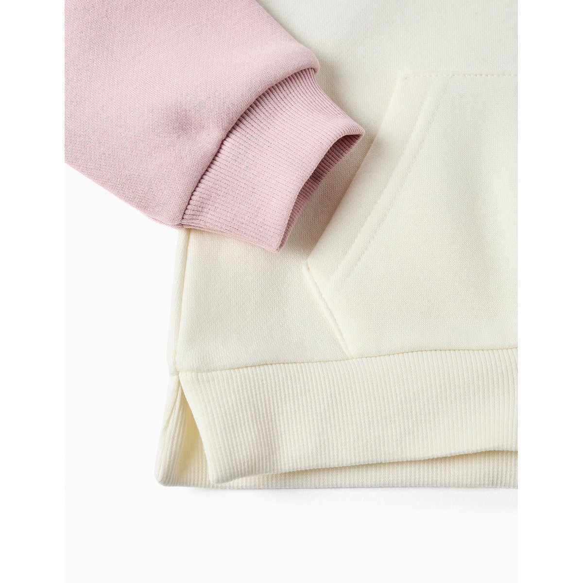 Sweat zippé en coton peigné à capuche avec imprimés cœurs blanc, ZIPPY