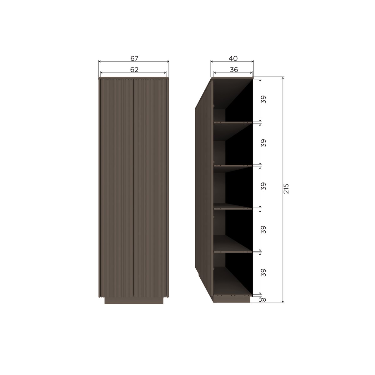Armoire haut en pin NOVA truffle brun, WOOOD