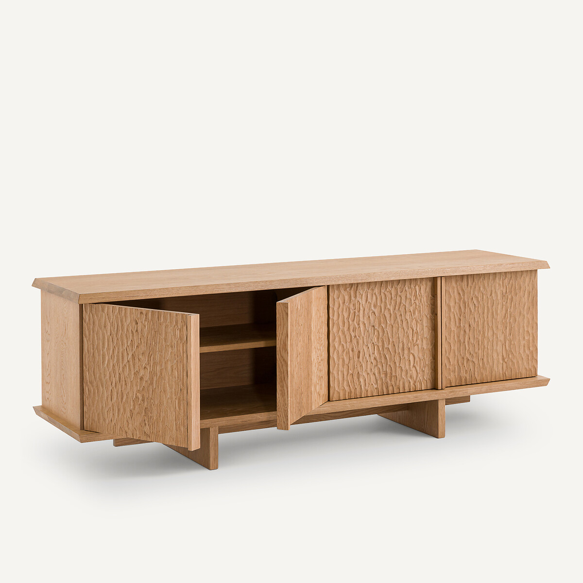 Buffet 4 portes en chêne et plaqué, Gouge chêne naturel, AM.PM