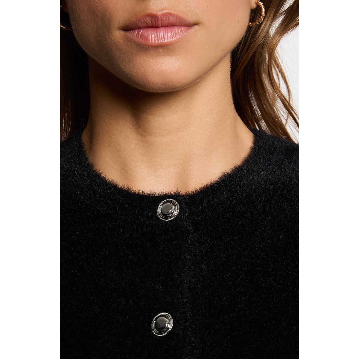 Gilet maille duveteuse noir, MORGAN