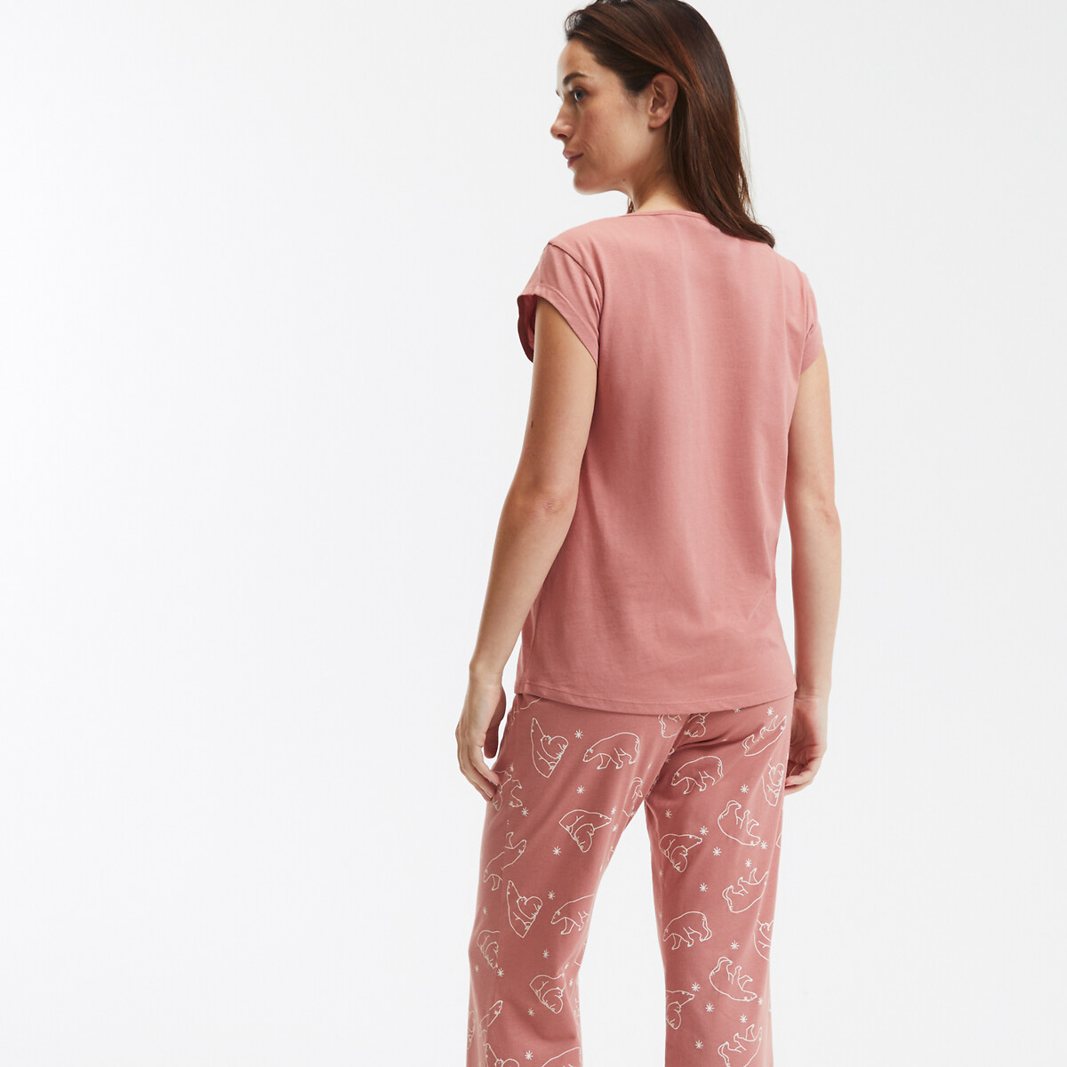 Pyjama en coton, manches courtes rose imprimé, SO'HOME
