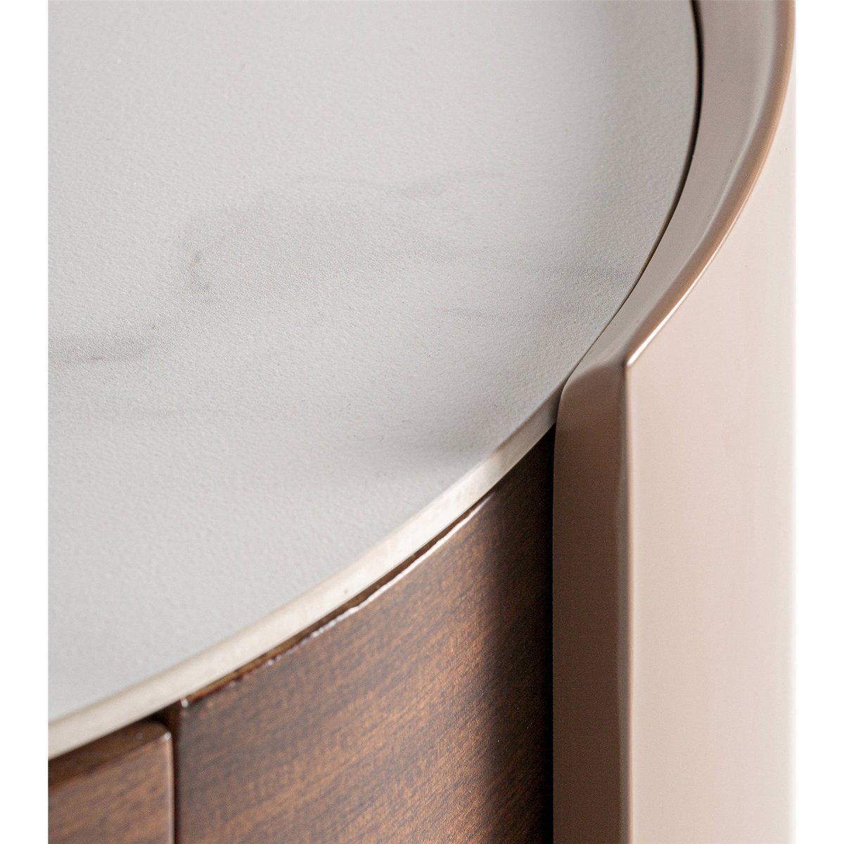 Table de chevet en bois style art déco marron chêne finition teintée blanche, RECOLLECTION