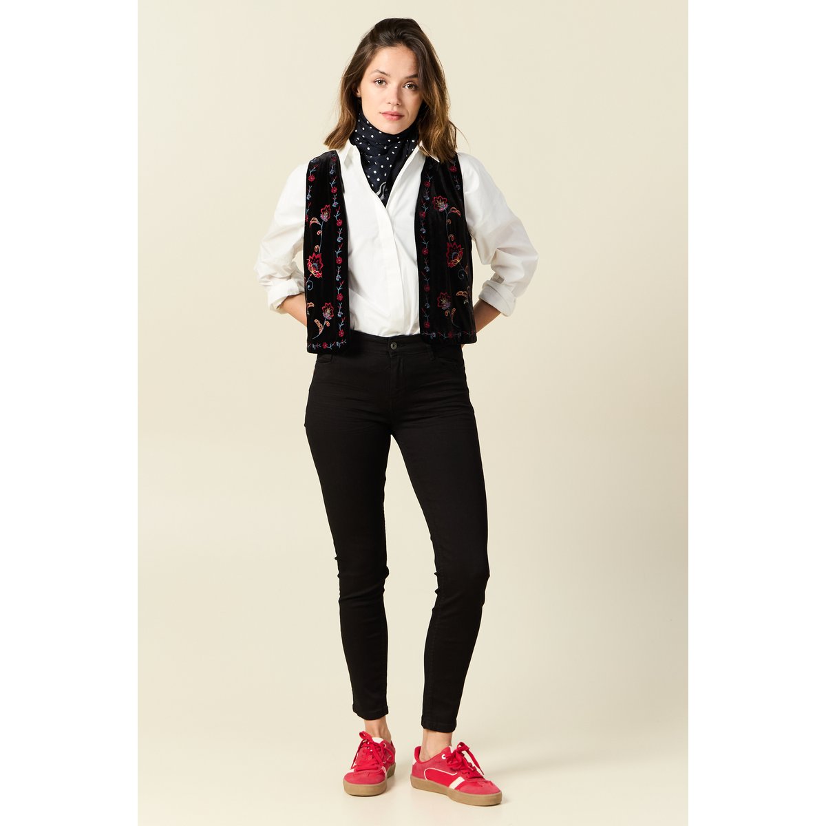 Jeans skinny push up 7/8ème denim noir, BONOBO