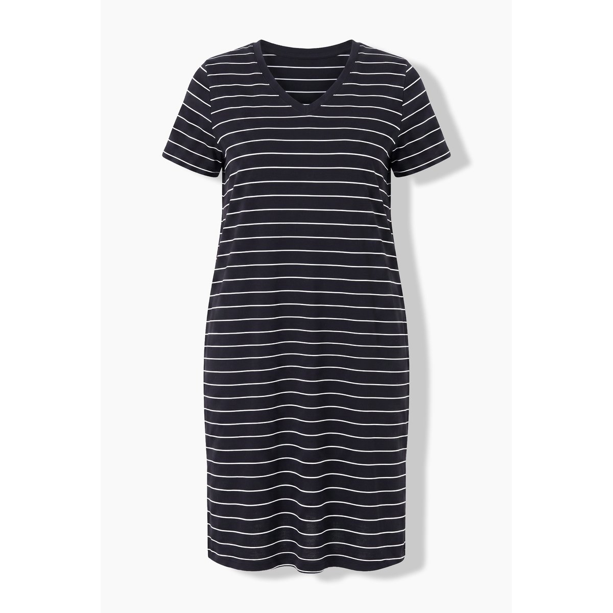 Grand T-shirt rayé en coton bio noir, ULLA POPKEN