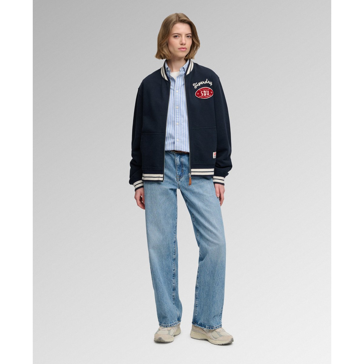 Veste Bomber Jersey Country Club bleu marine éclipse, SUPERDRY