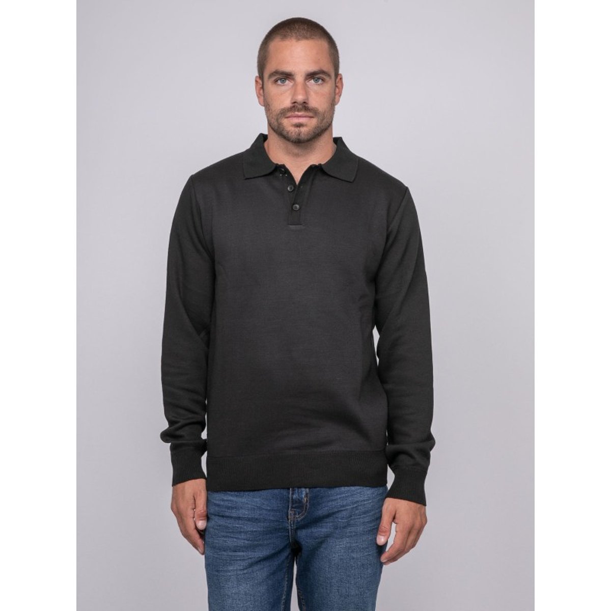 Pull Col Polo Lomedi noir, RITCHIE