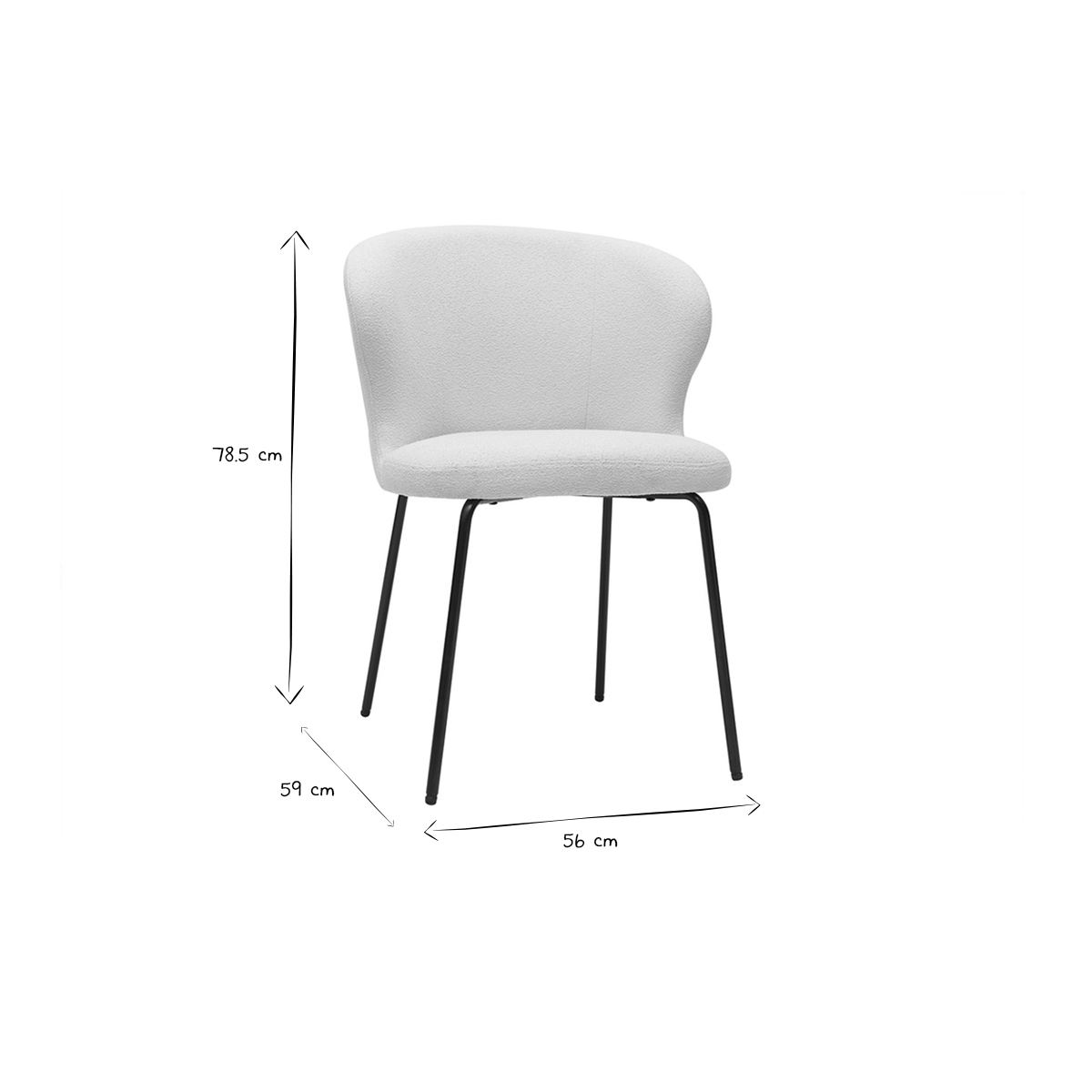Chaise design pieds métal YDA blanc, MILIBOO