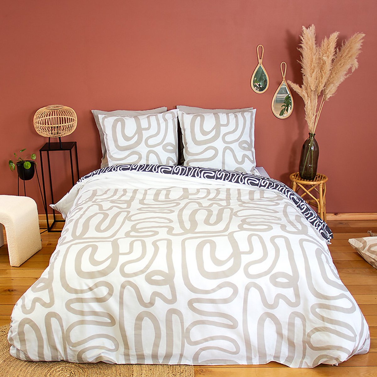 Parure de couette 2 pcs 100% coton 52 fils, sidnie imprime, C DESIGN HOME TEXTILE