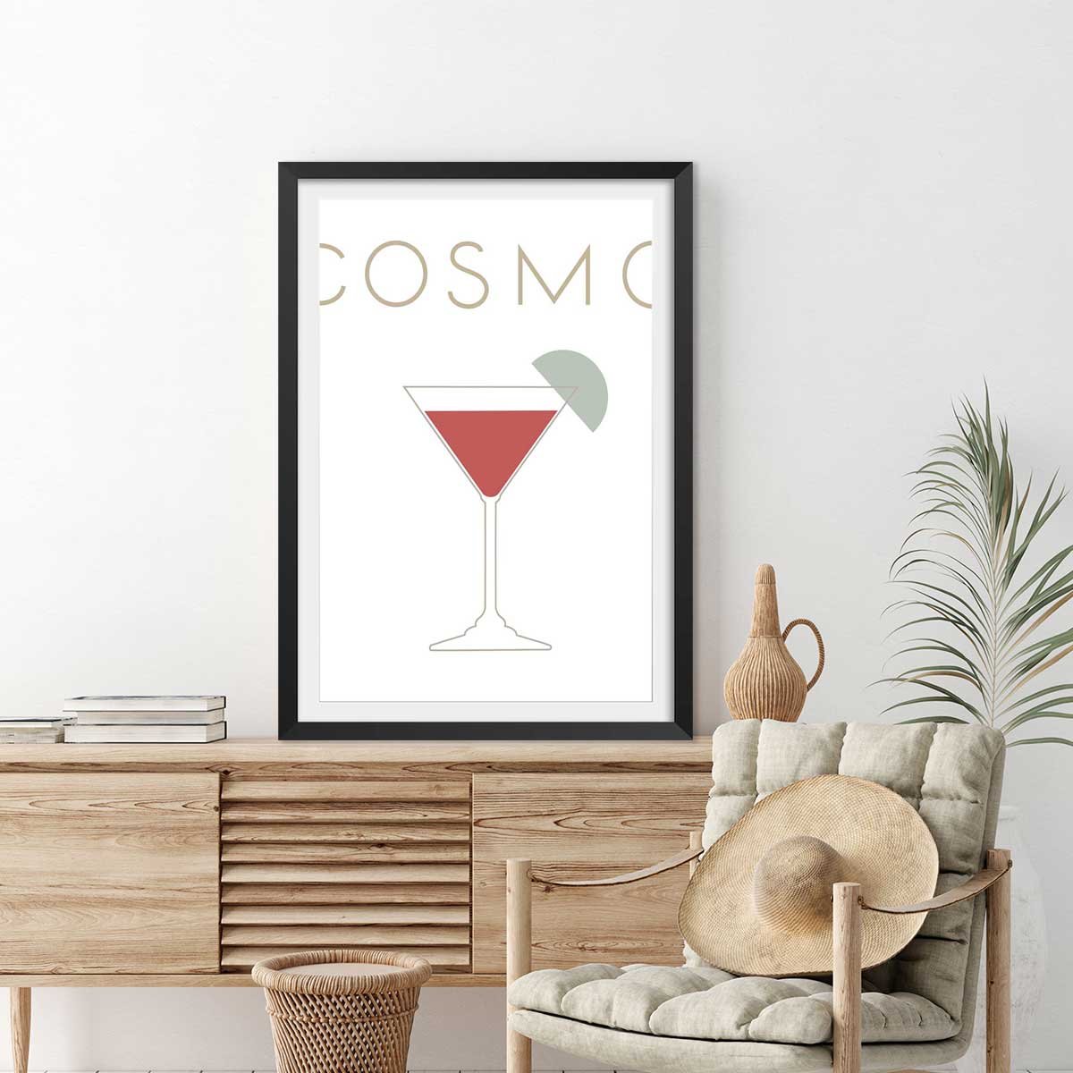 Affiche pause cosmo affiche + cadre en bois - noir, HEXOA