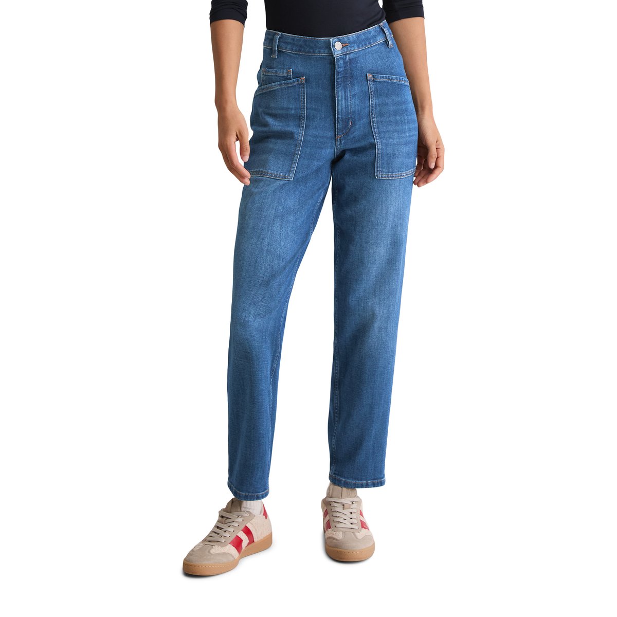 Jeans modèle Iva boyfriend cropped en doux denim Cashmere Touch bleu foncé, MARC O'POLO