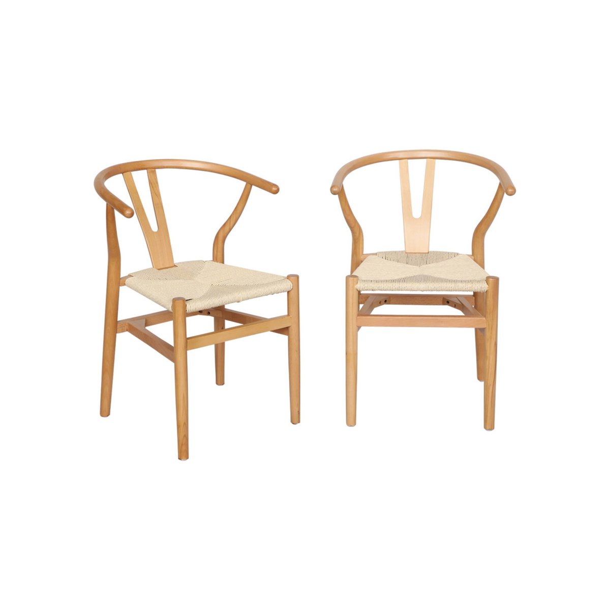 Chaise vintage bois de hêtre et cordes (lot de 2) CECILE naturel, SWEEEK