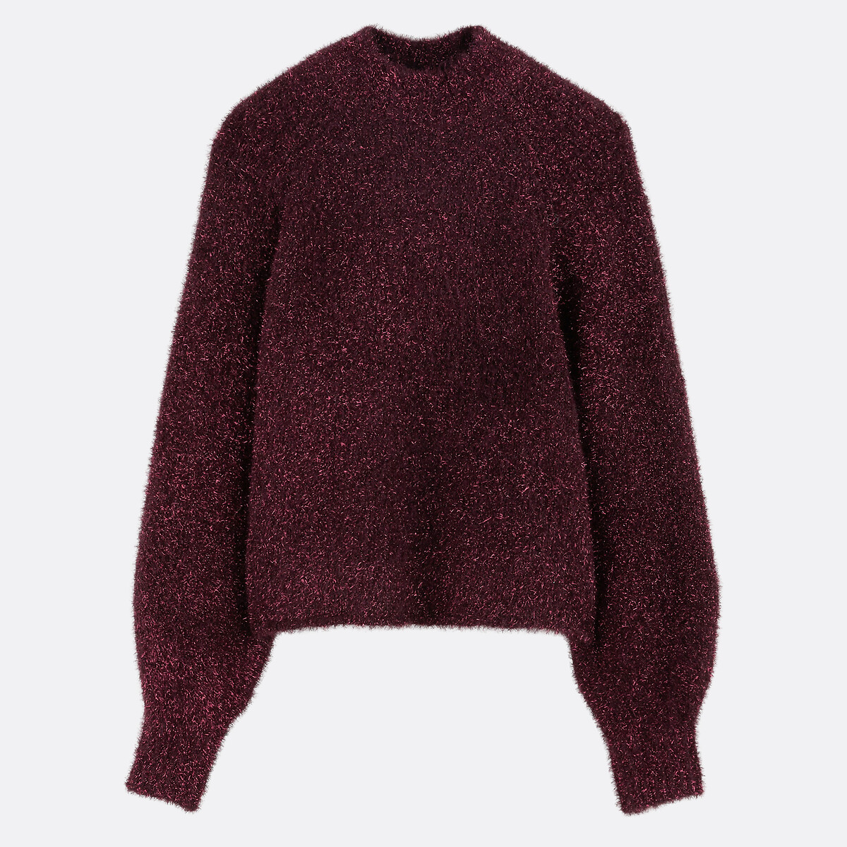 Pull col rond, avec fils brillants violet, LA REDOUTE COLLECTIONS