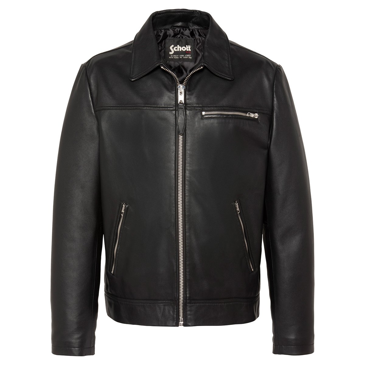 Blouson casual, cuir d'agneau noir, SCHOTT