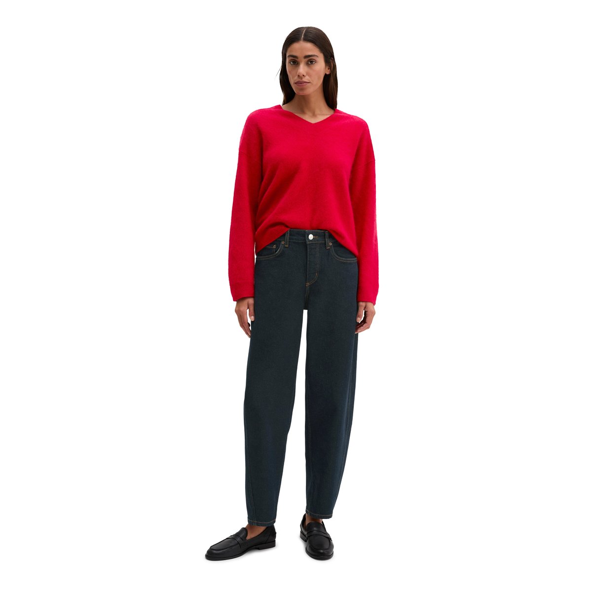 Pull en maille coupe classique en laine mérinos douce rouge, MARC O'POLO