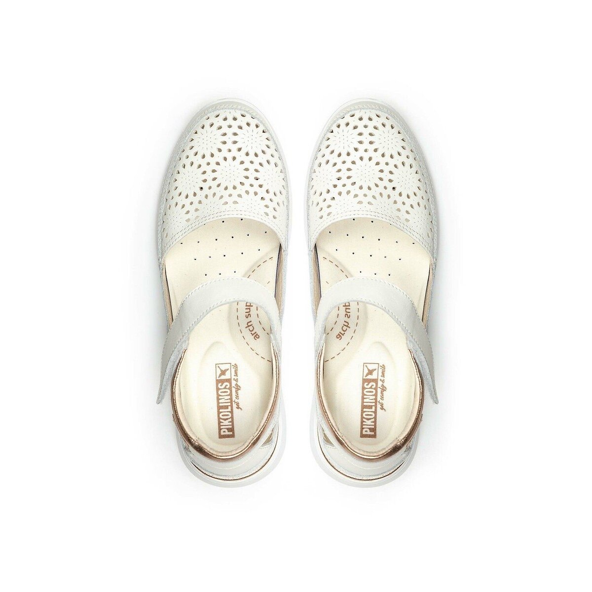 Rueda Leather Wedge Shoes white, PIKOLINOS