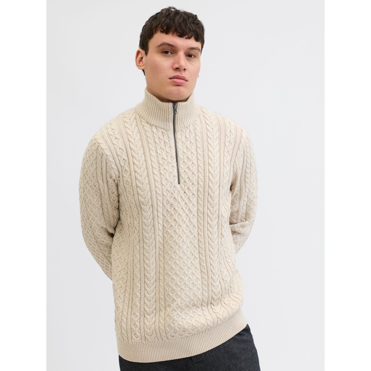 Sweat À Mi-Fermeture Éclair grise - silver lining 1, JACK & JONES