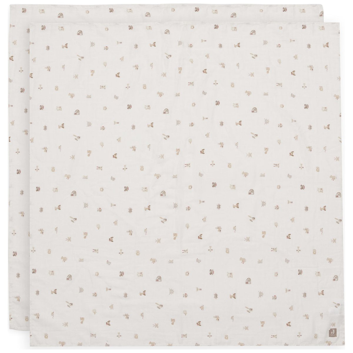 Lot de 2 maxi-langes en coton ecru, marron, beige, JOLLEIN