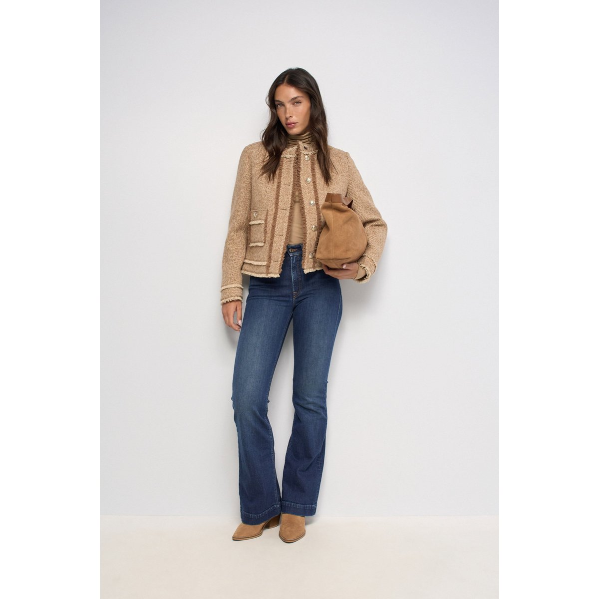VESTE EN TWEED AVEC LAINE marron, SALSA JEANS