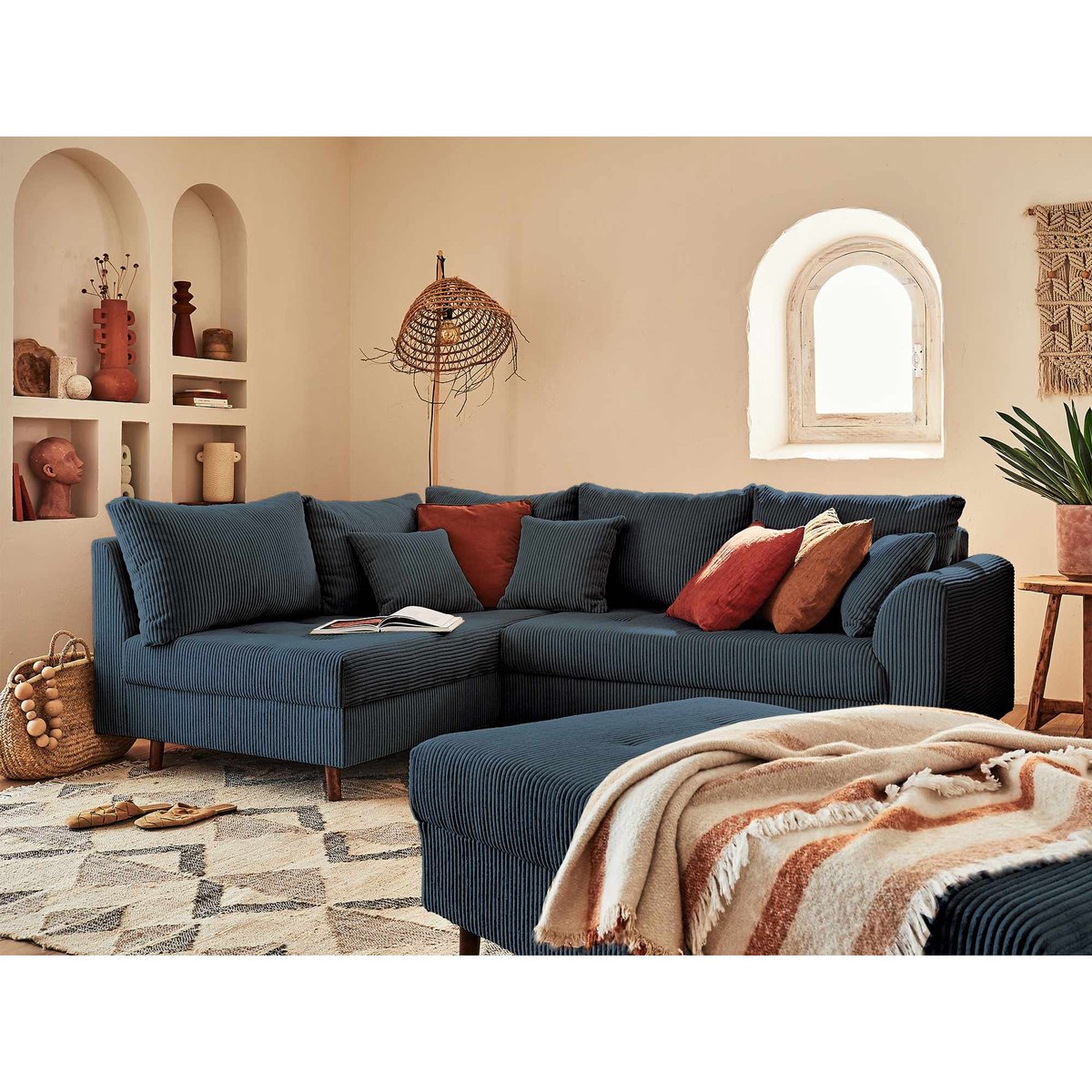 Pouf - RUNE bleu nuit, BEST MOBILIER
