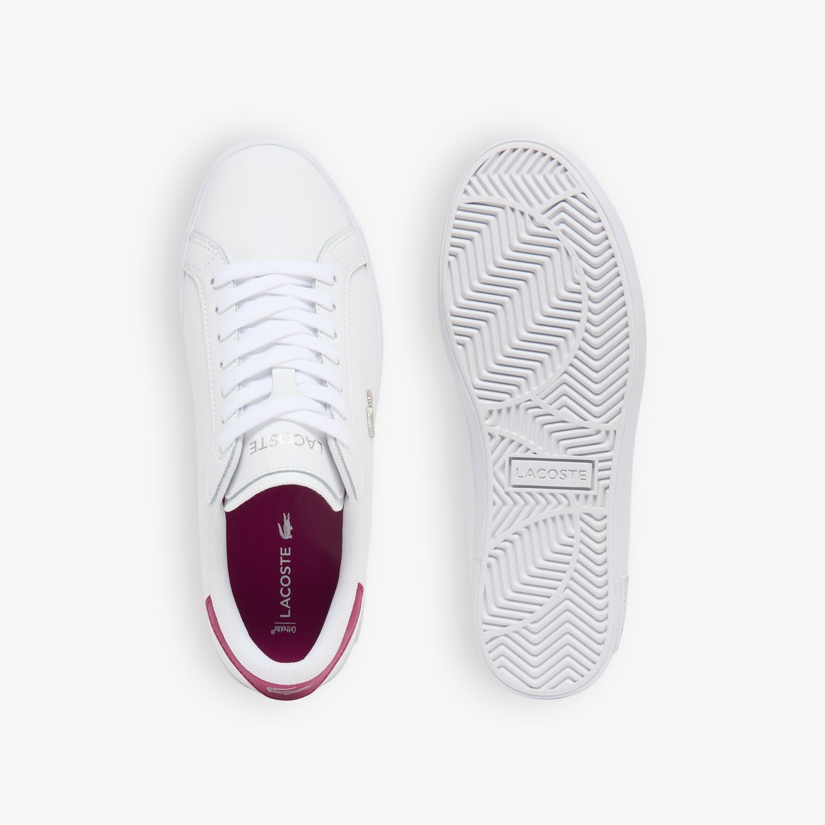 Sneakers Powercourt femme en cuir blanc-1s6, LACOSTE