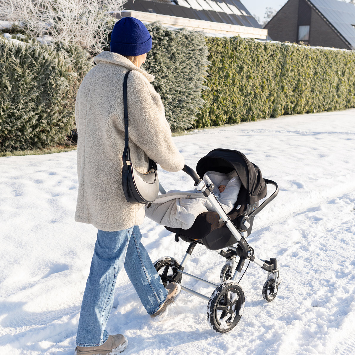 Nid d'ange bébé poussette et siège auto hiver - Teddy bien chaud grizou, BEMINI