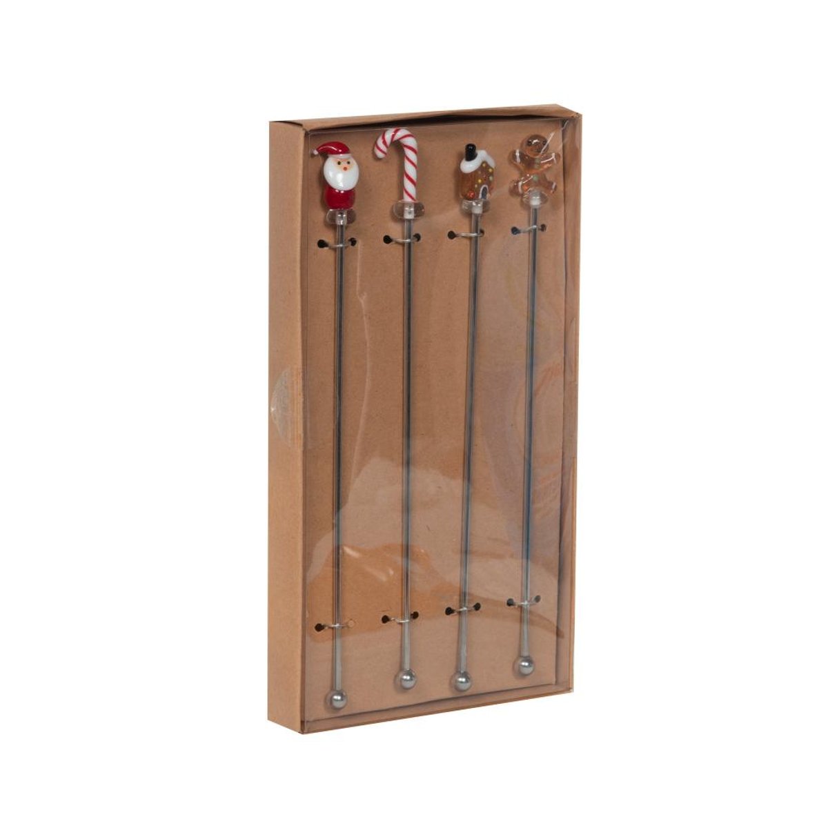 Coffret 4 agitateurs metal noel couleur unique, AMADEUS