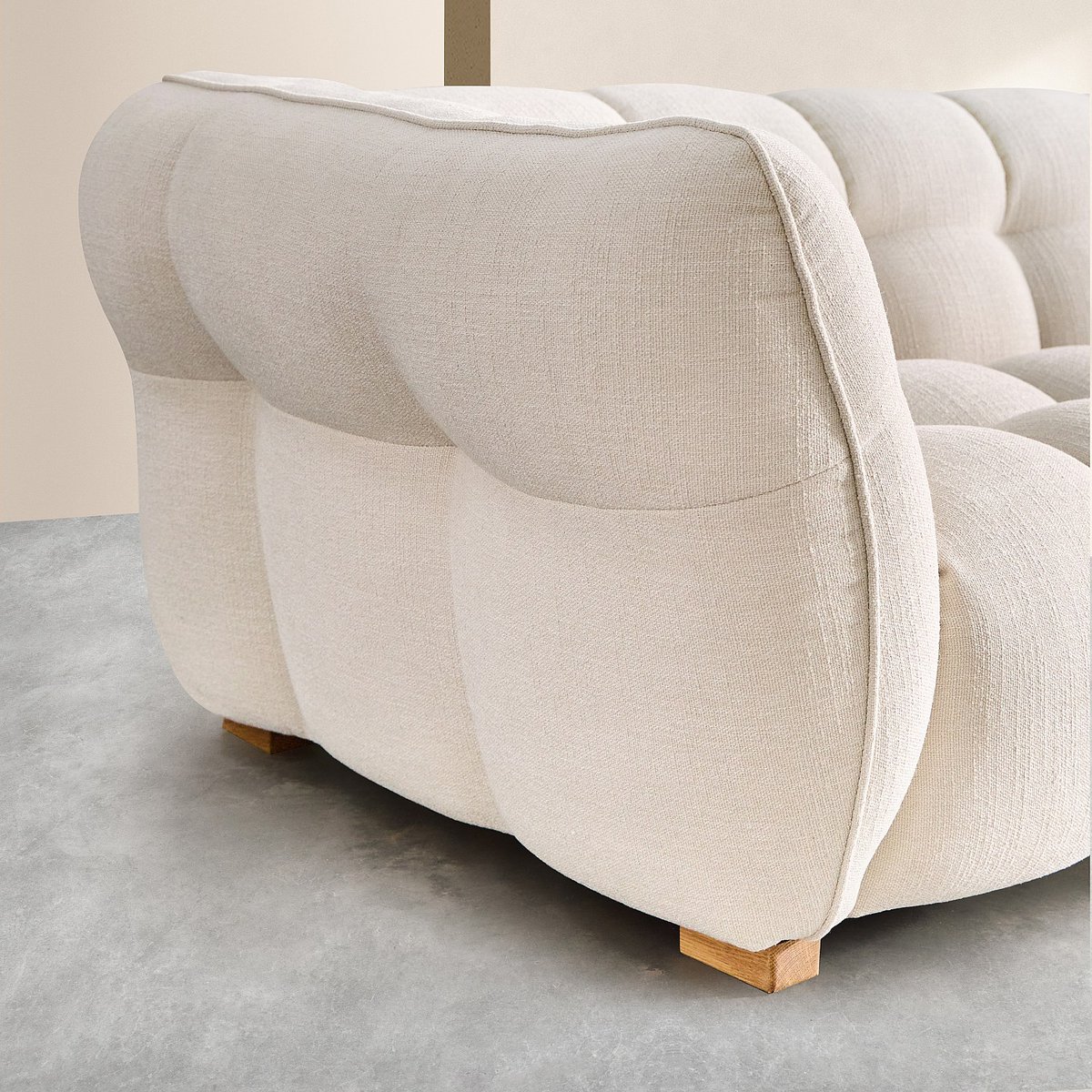 Canapé d'angle en tissu bouclette courte DALVI ivoire, HABITAT
