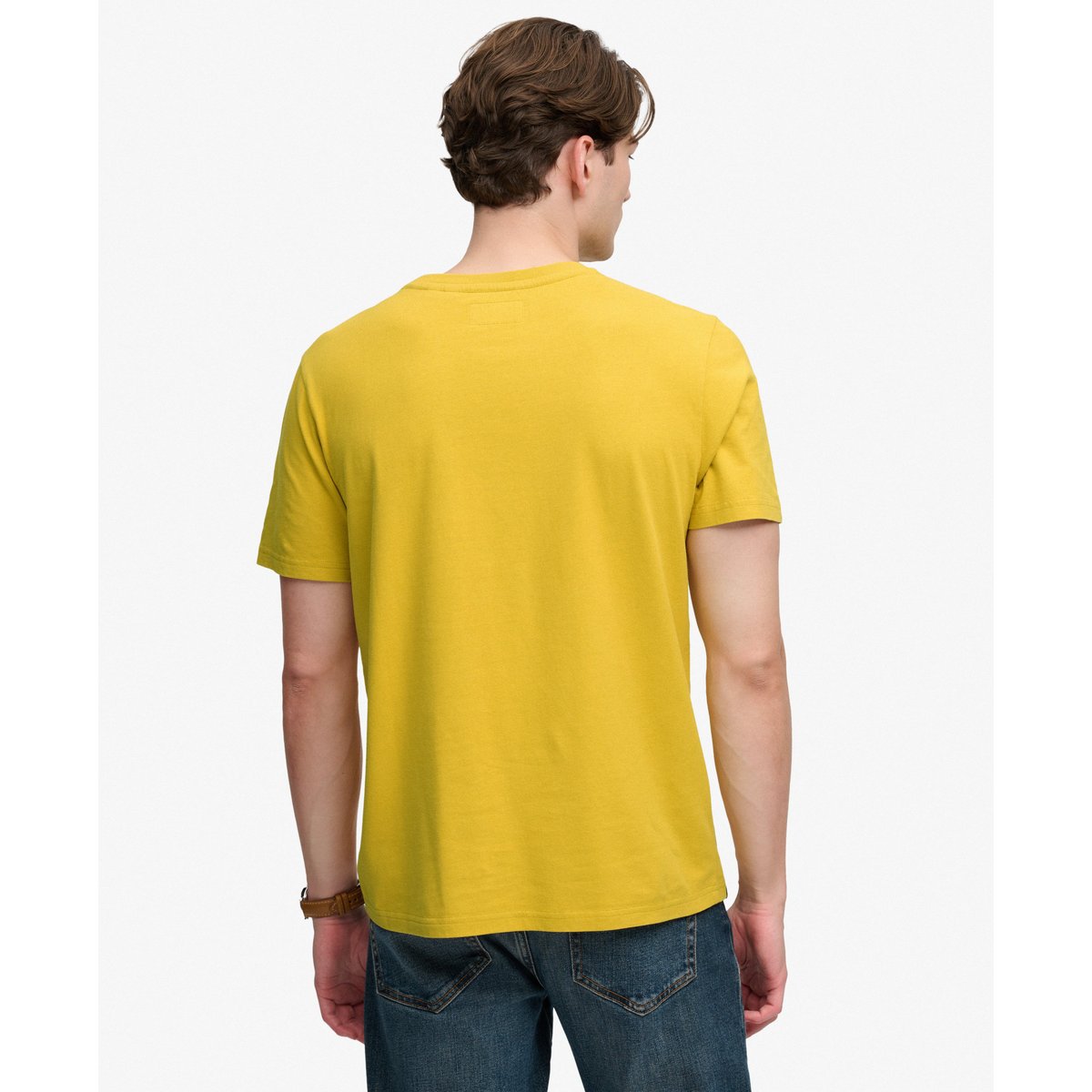 T-shirt Company Logo Poche Coupe Décontractée jaune pétrole, SUPERDRY