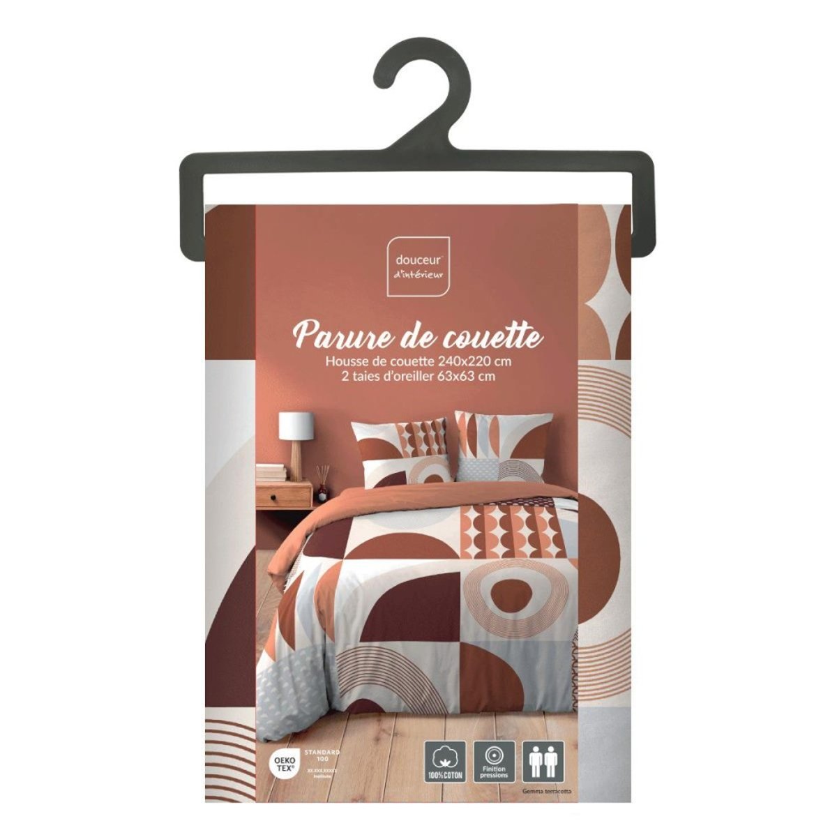 Housse de couette 260x240 + 2 taies TERRACOTTA 100% coton terracotta, DECORATIE