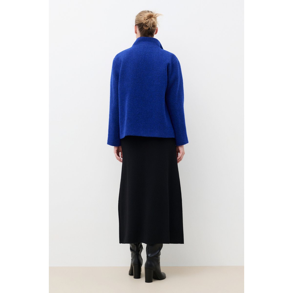 Manteau droit col montant laine alpaga GCOMETE bleu roi, CAROLL