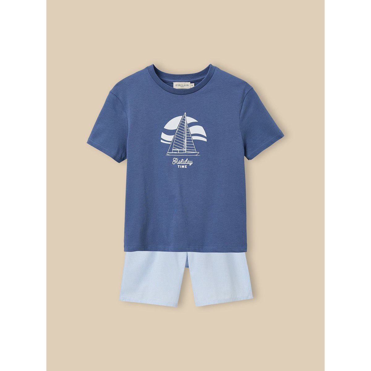 Pyja-short  - coton biologique bleu, CYRILLUS