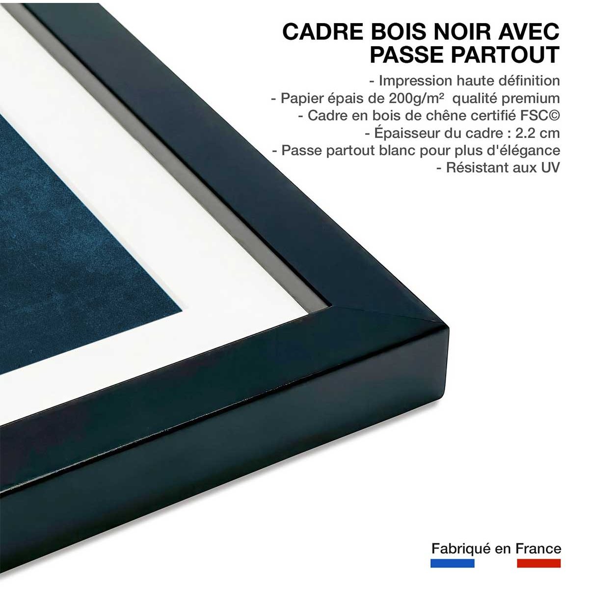 Affiche ""Himalaya by night"" affiche + cadre en bois - noir, HEXOA