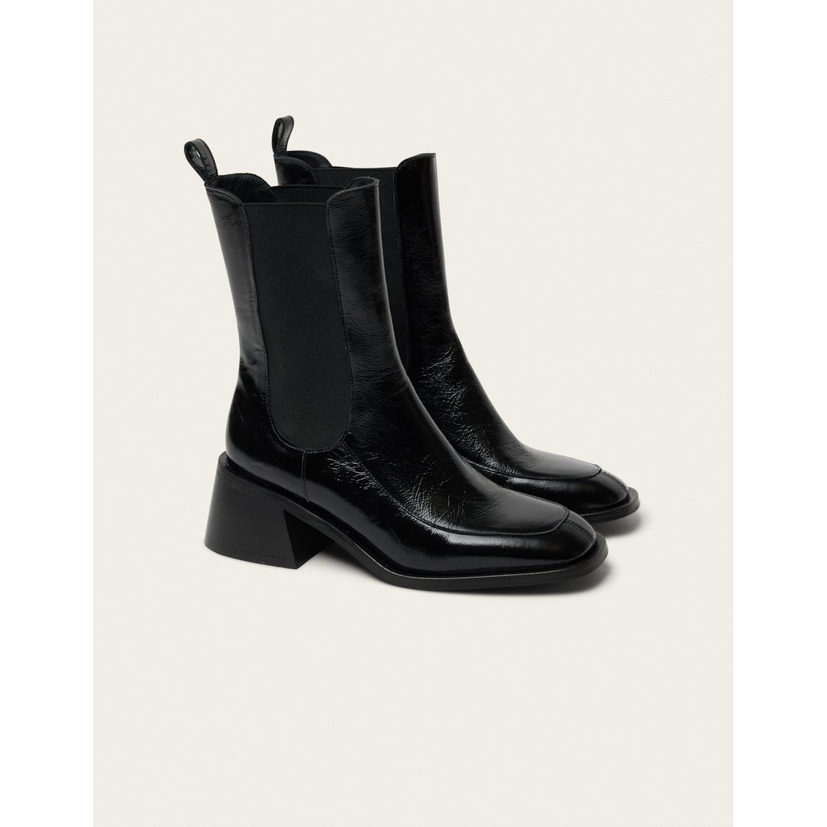 Bottines à talons TOLI cuir plissé noir, ODAJE