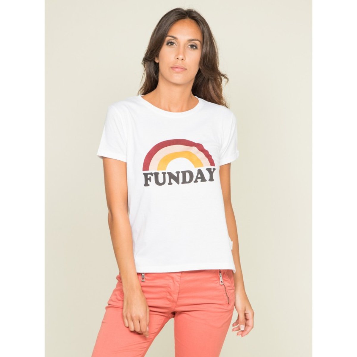 T-shirt Col Rond Message Fina blanc, DONA LISA