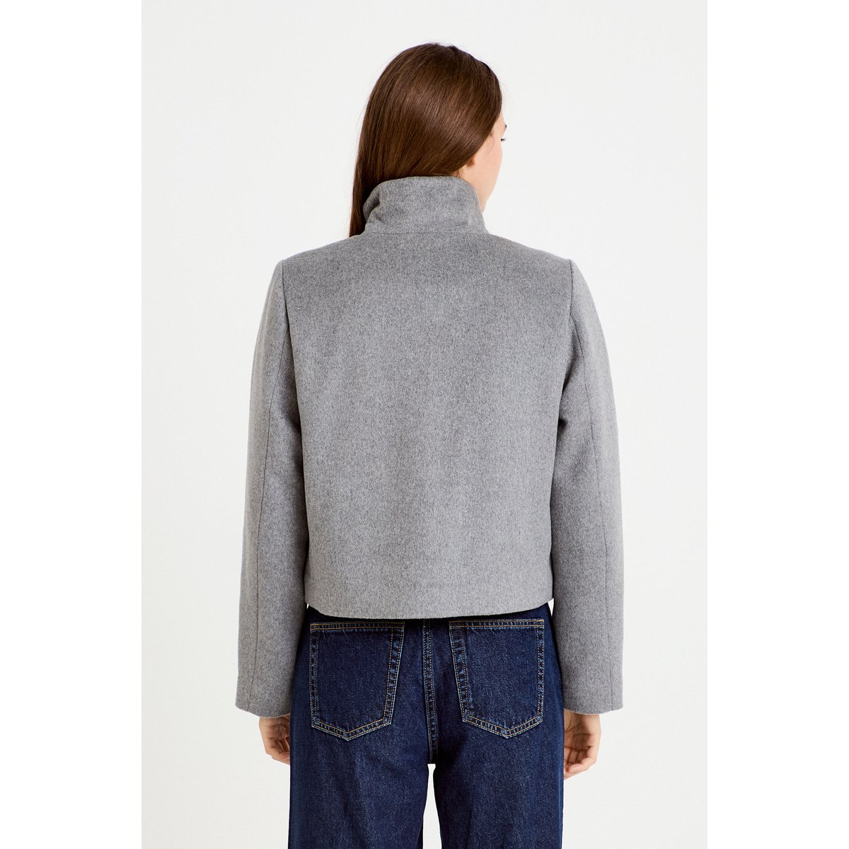 Veste courte aspect laineux gris, CACHE CACHE