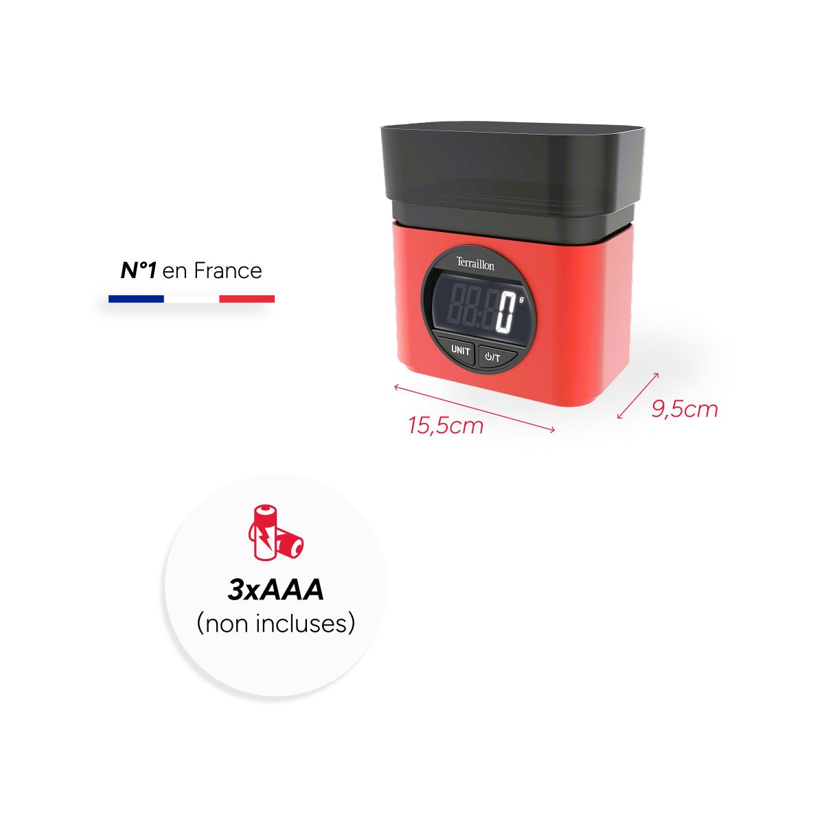 Balance de cuisine BA 22 mythic rouge couleur unique, TERRAILLON
