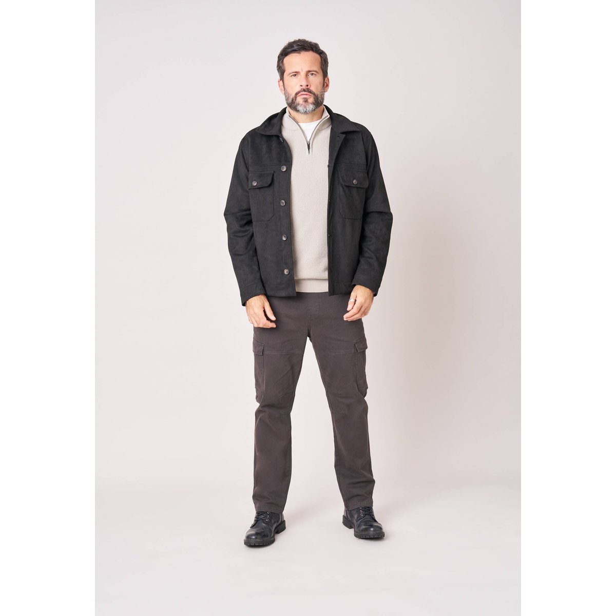 Veste regular homme en suèdine CRYSTIAN black, DEELUXE