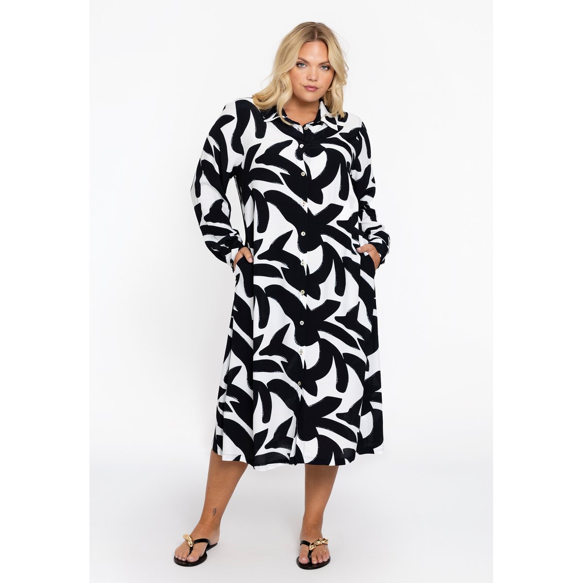 Robe avec manches longues blanc, YOEK
