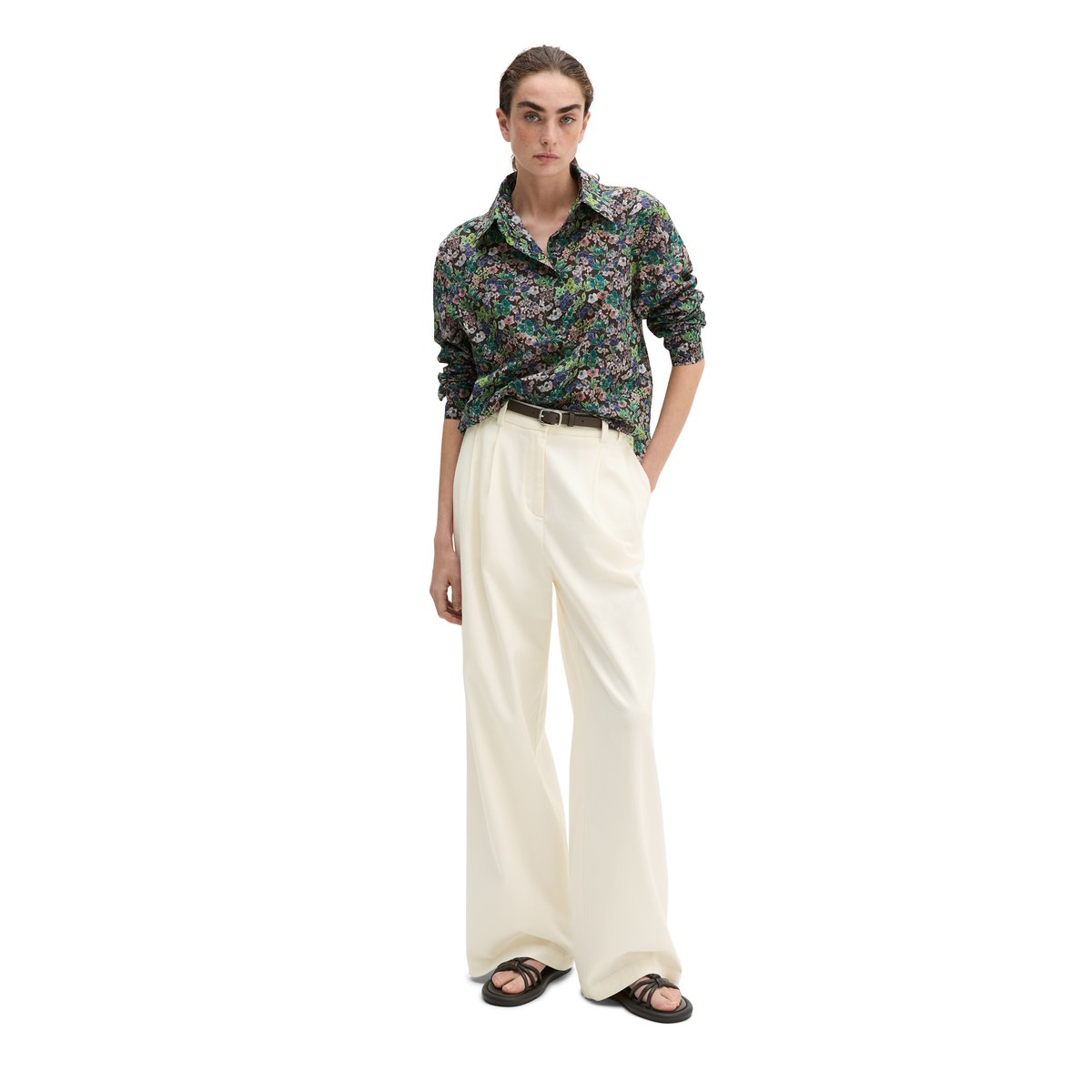 Blouse relaxed en voile de coton imprimé marron, MARC O'POLO