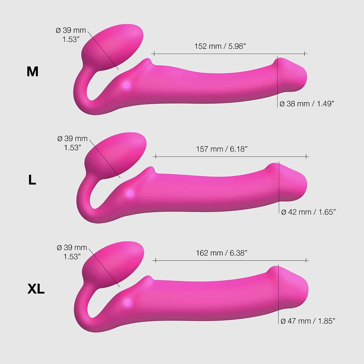 Strap On 3 Motors XL fuchsia, STRAP-ON-ME