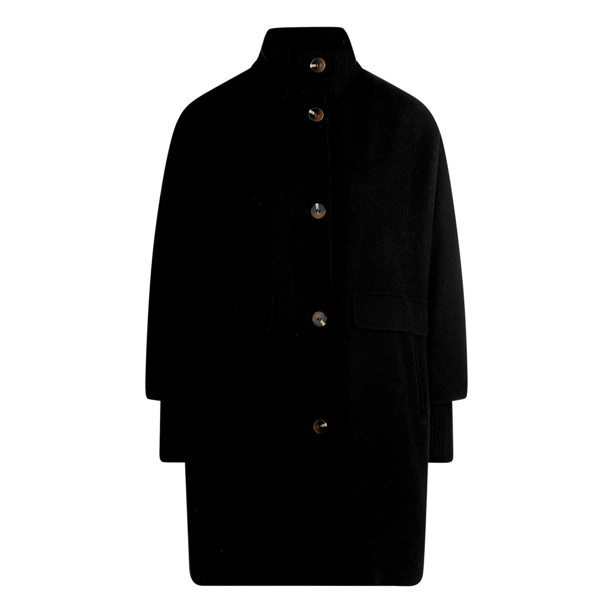 Manteau en laine à détails tricotés noir, BETTY BARCLAY