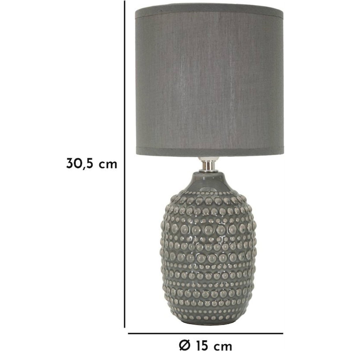 Lampe de chevet céramique abat-jour tissu MODERN gris, RECOLLECTION
