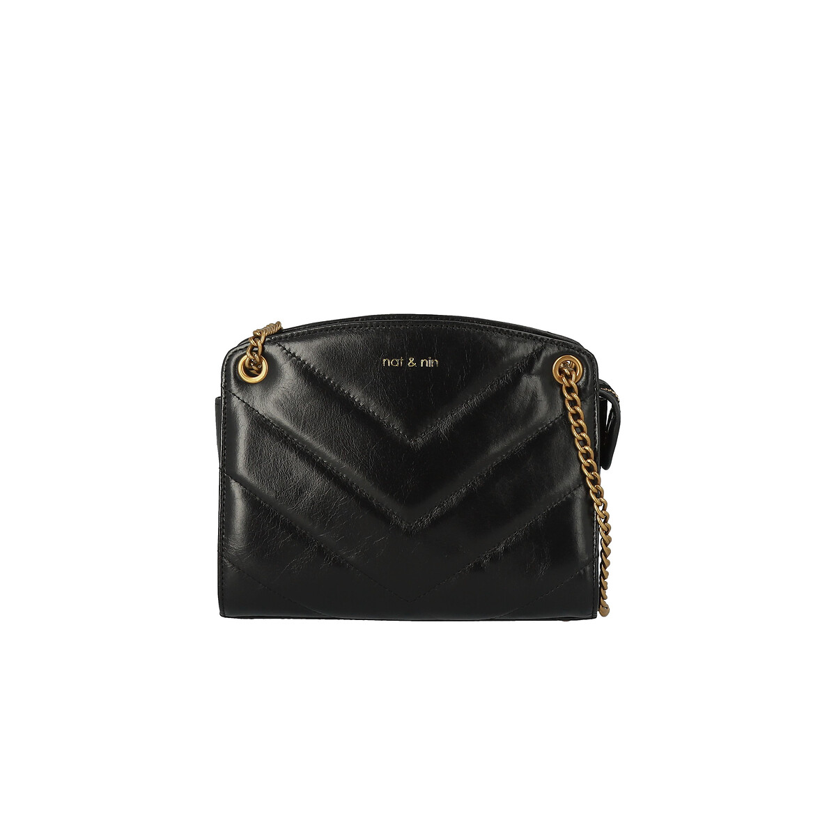 Mini Simone Chain Strap Bag in Leather black, NAT & NIN