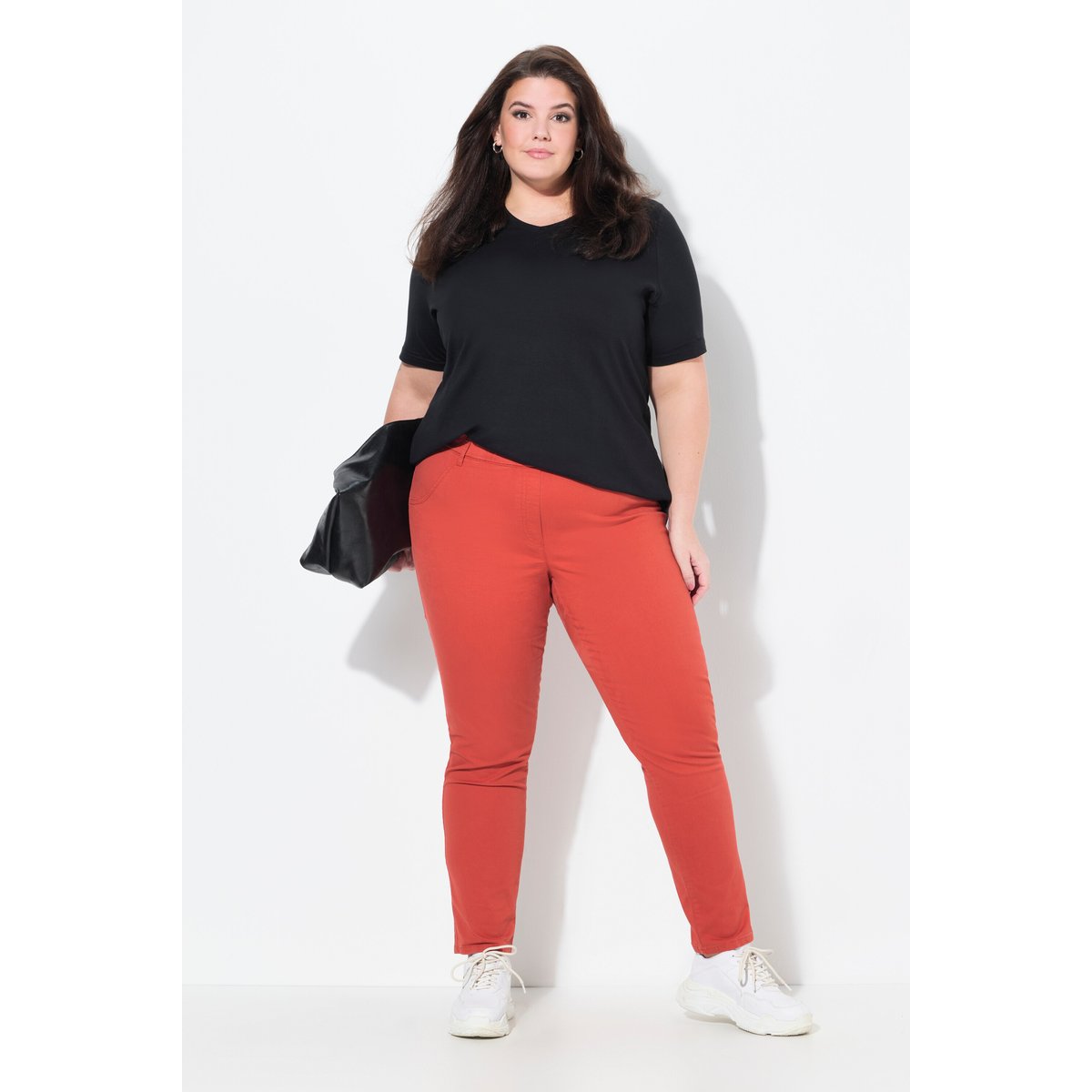 Jegging, ceinture élastiquée, 2 poches rouge brique, ULLA POPKEN