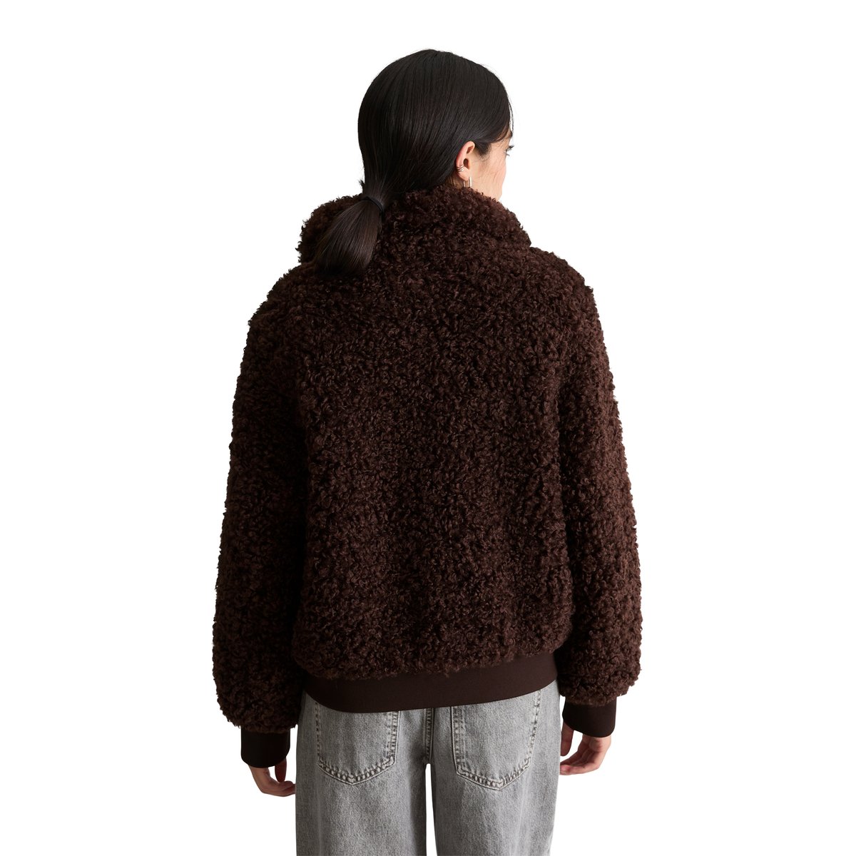 Teddy-Blouson régulier en peluche douce Curly marron, MARC O’POLO DENIM
