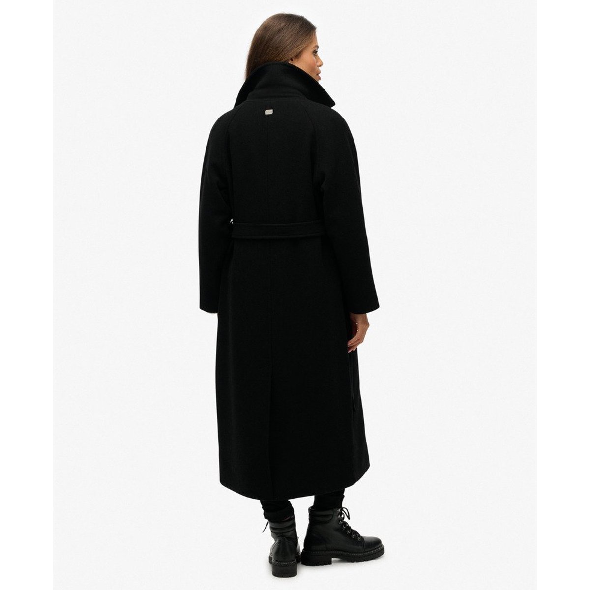Manteau Long Mélange de Laine Décontracté noir, SUPERDRY