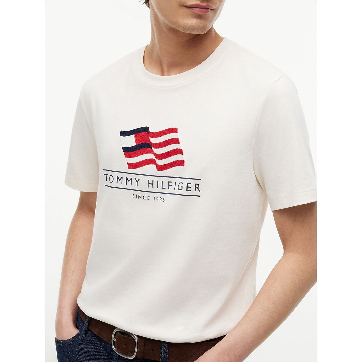 T-shirt manches courtes drapeau AMERICANA ecru, TOMMY HILFIGER