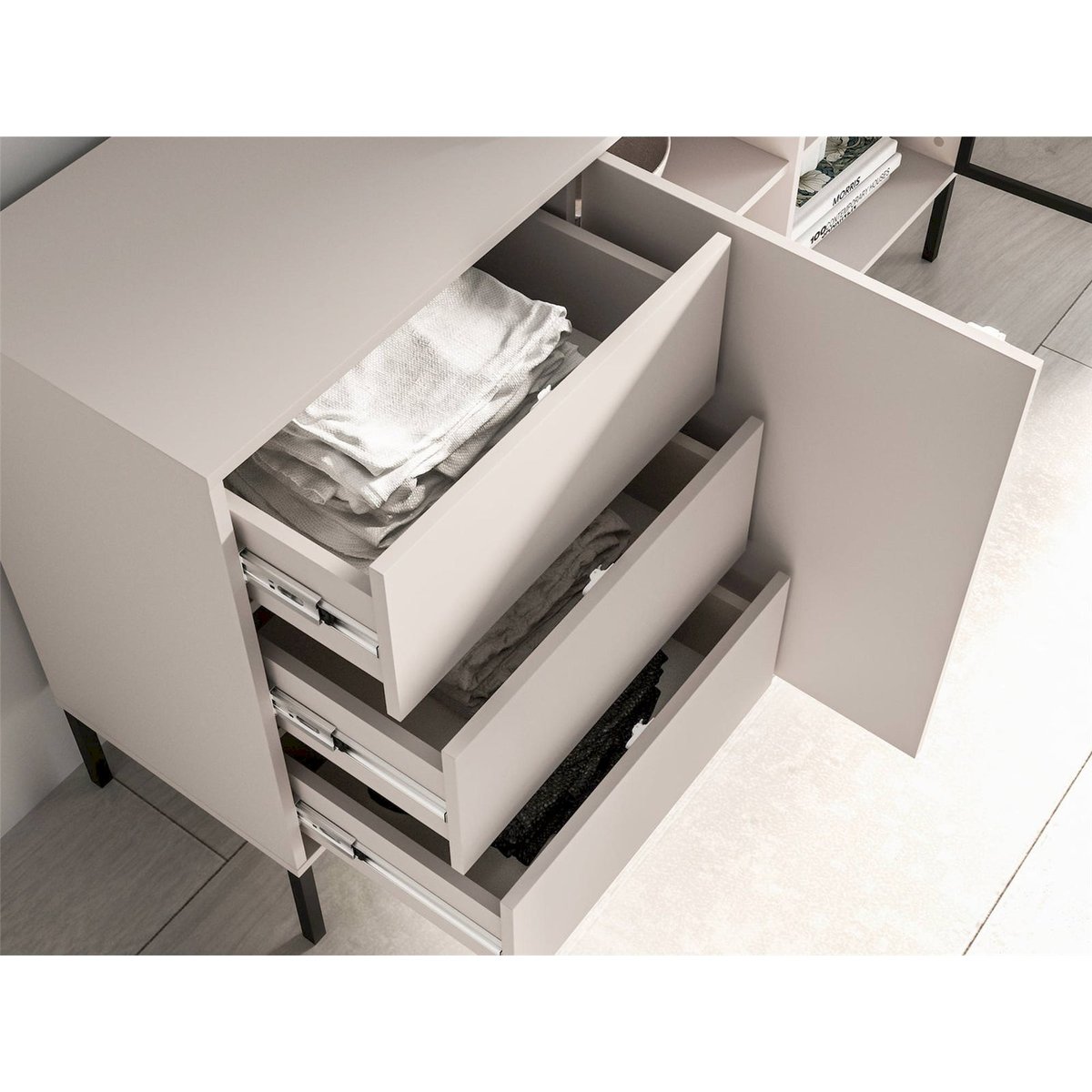 Buffet contemporain 2 portes avec LED cachemire, RECOLLECTION