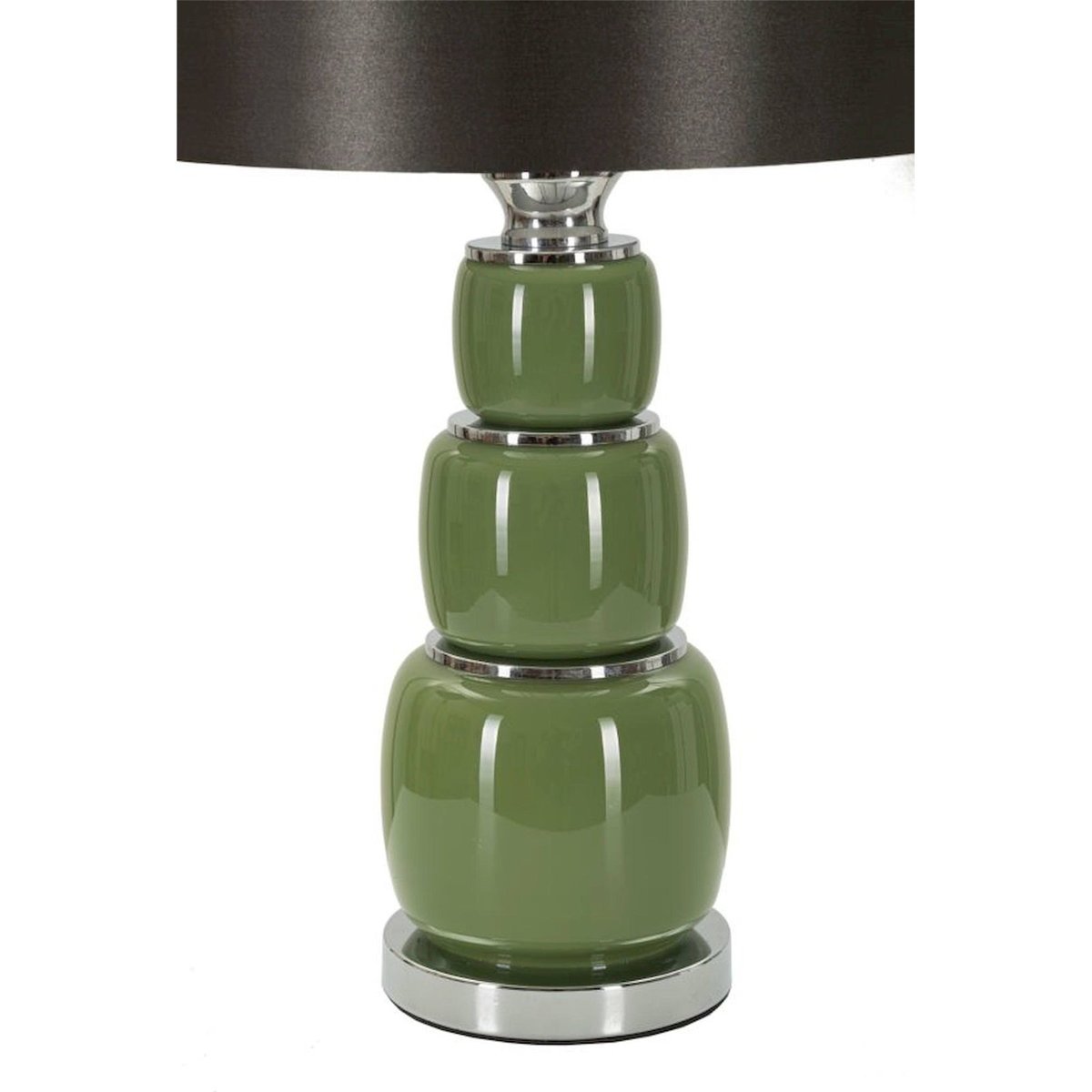Lampe à poser en verre abat-jour tissu MODERN vert et noir, RECOLLECTION